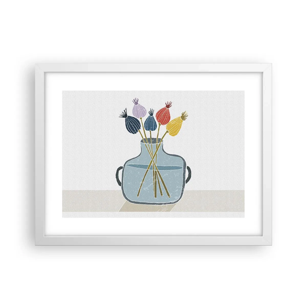 Plagát v bielom ráme - Makové kvety - 40x30 cm