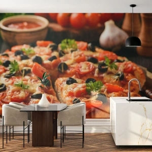 Fototapeta Standard Eco - Opäť si mal šťastie - Gastronómia, Pizza, Paradajka - 150x105 cm