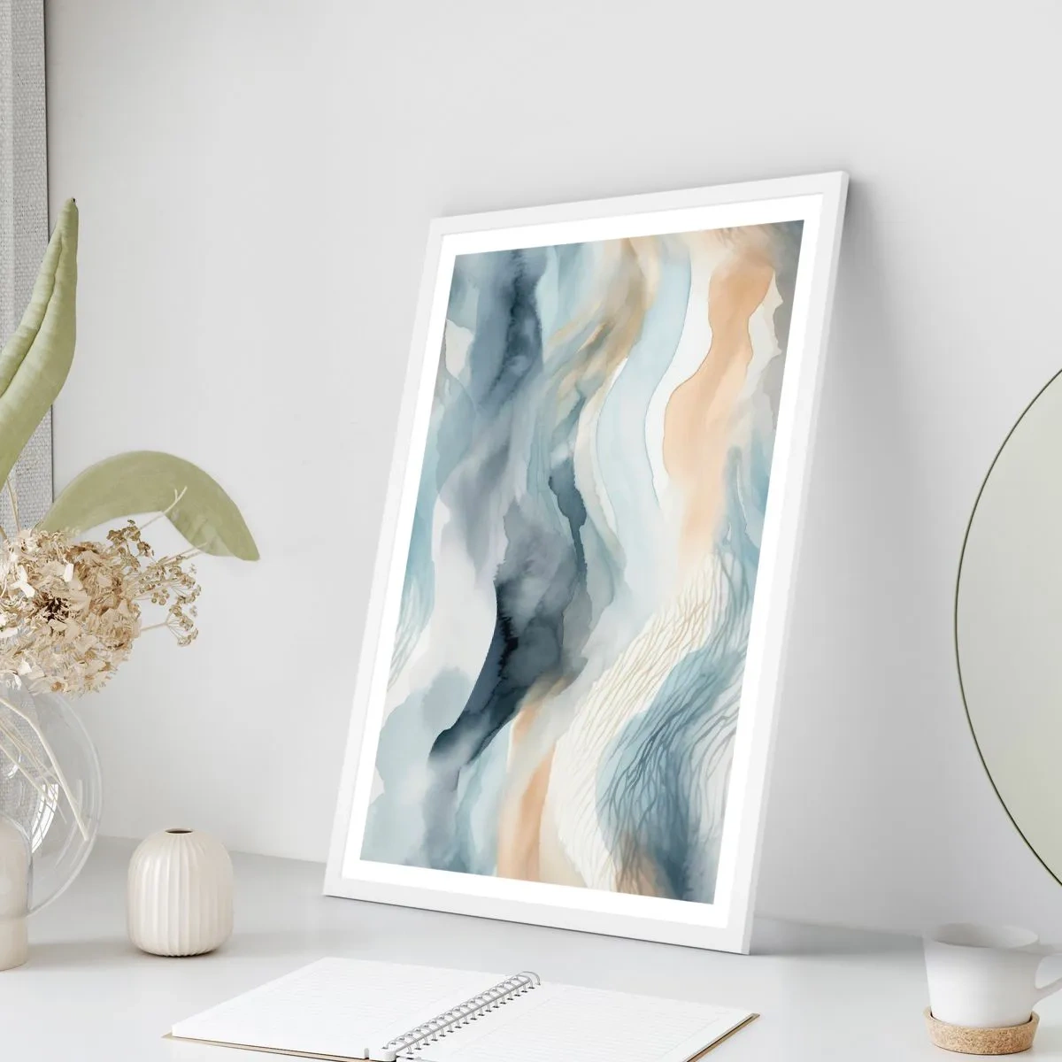 Plagát v bielom ráme - Abstrakcia snehu a hmly - 40x50 cm