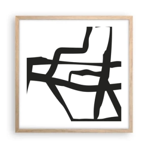 Plagát v ráme zo svetlého duba - Čiernobiela konštrukcia - 50x50 cm