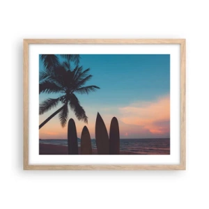 Plagát v ráme zo svetlého duba - Zajtra bude tiež zábava - 50x40 cm