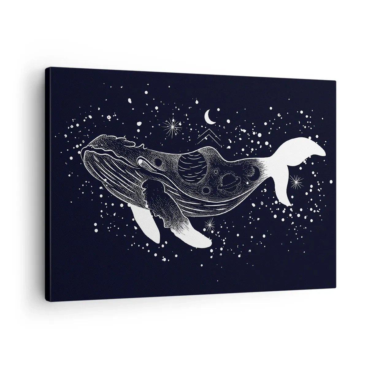 Obraz na plátne - Grafická ilustrácia veľryby v štýle vesmírneho veku. - 70x50cm - V oceáne vesmíru - Moderná nástenná dekorácia do obývacej izby a spálne ARTTOR