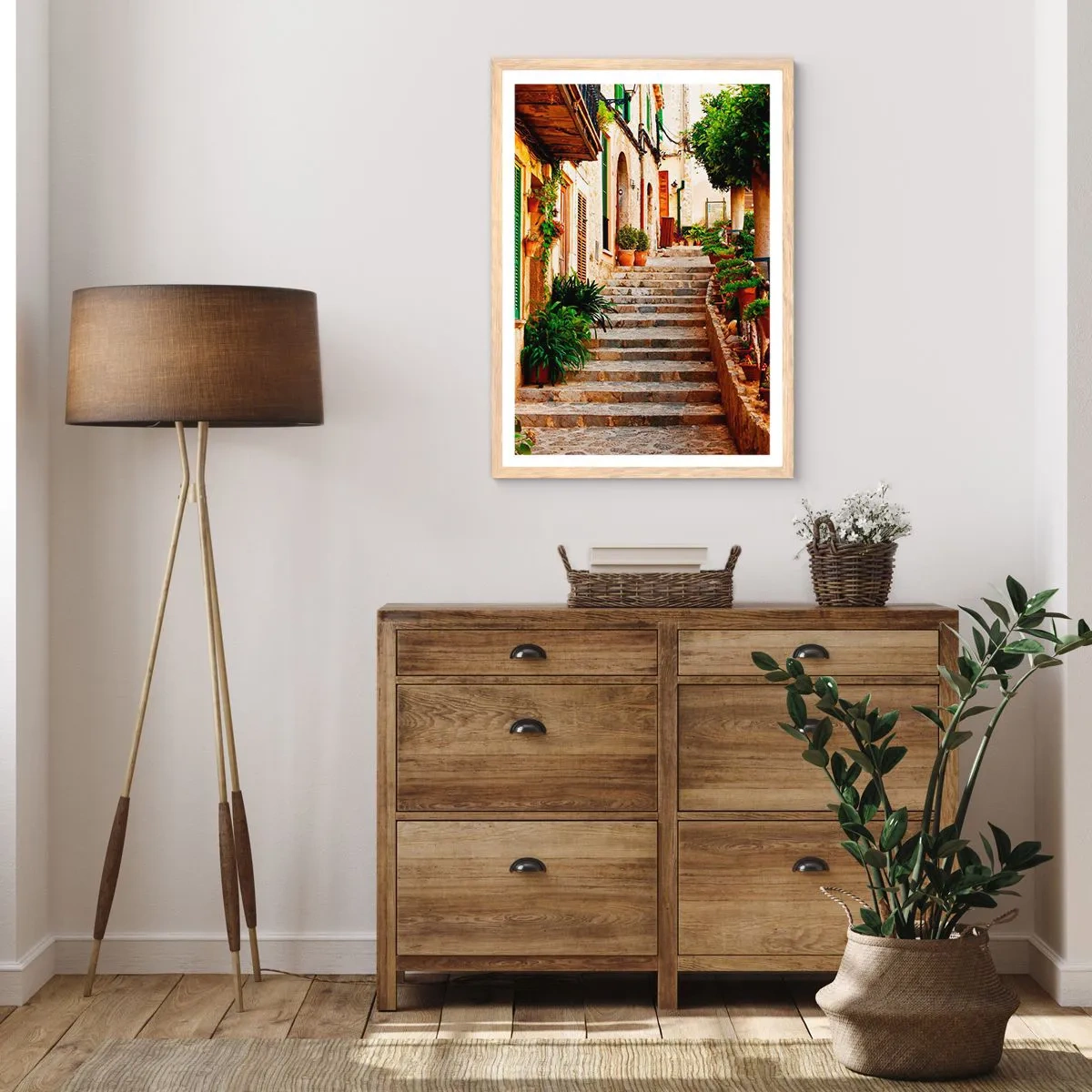 Plagát v ráme zo svetlého duba - Kúzlo španielskej dovolenky - 61x91 cm