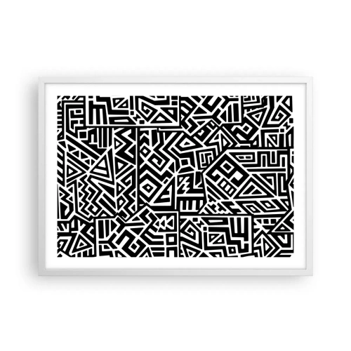 Plagát v bielom ráme - Predkolumbovská kompozícia - 70x50 cm