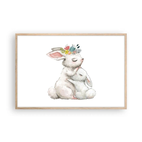 Plagát v ráme zo svetlého duba - Najlepšie je u mamy - 91x61 cm