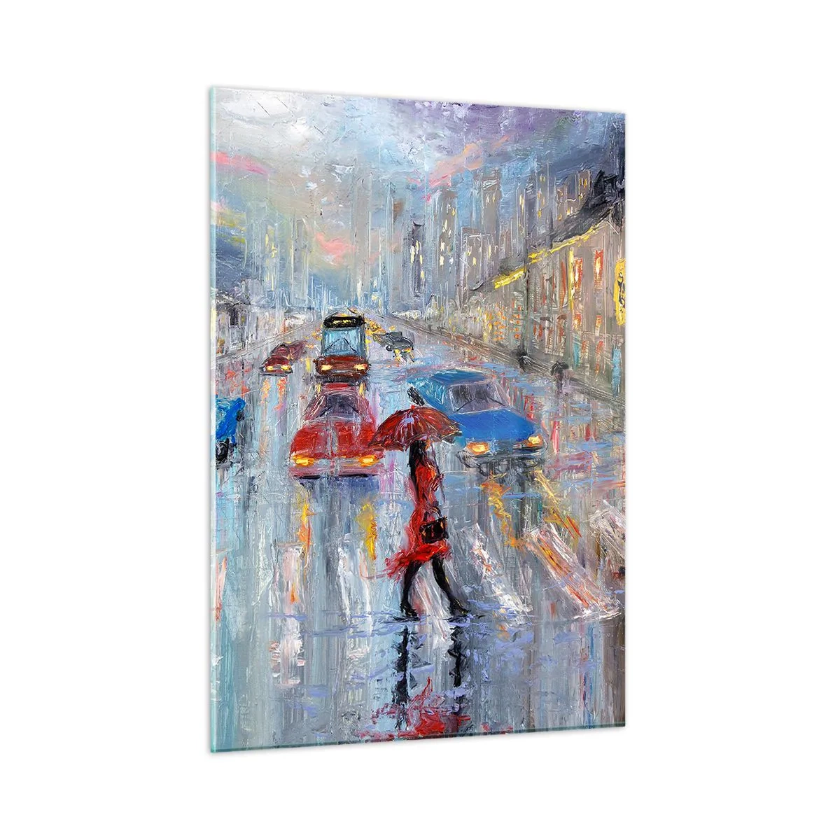 Obraz na skle - Daždivé popoludnie v meste - 50x70 cm
