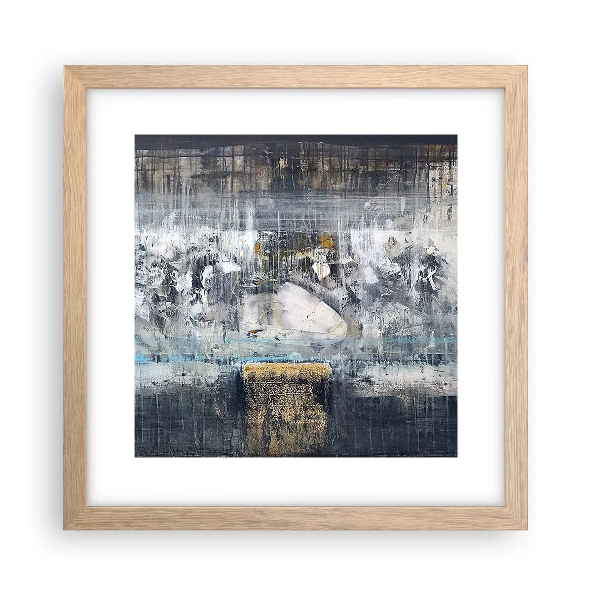 Plagát v ráme zo svetlého duba - Ako na ľade, tak aj na hrude - 30x30 cm