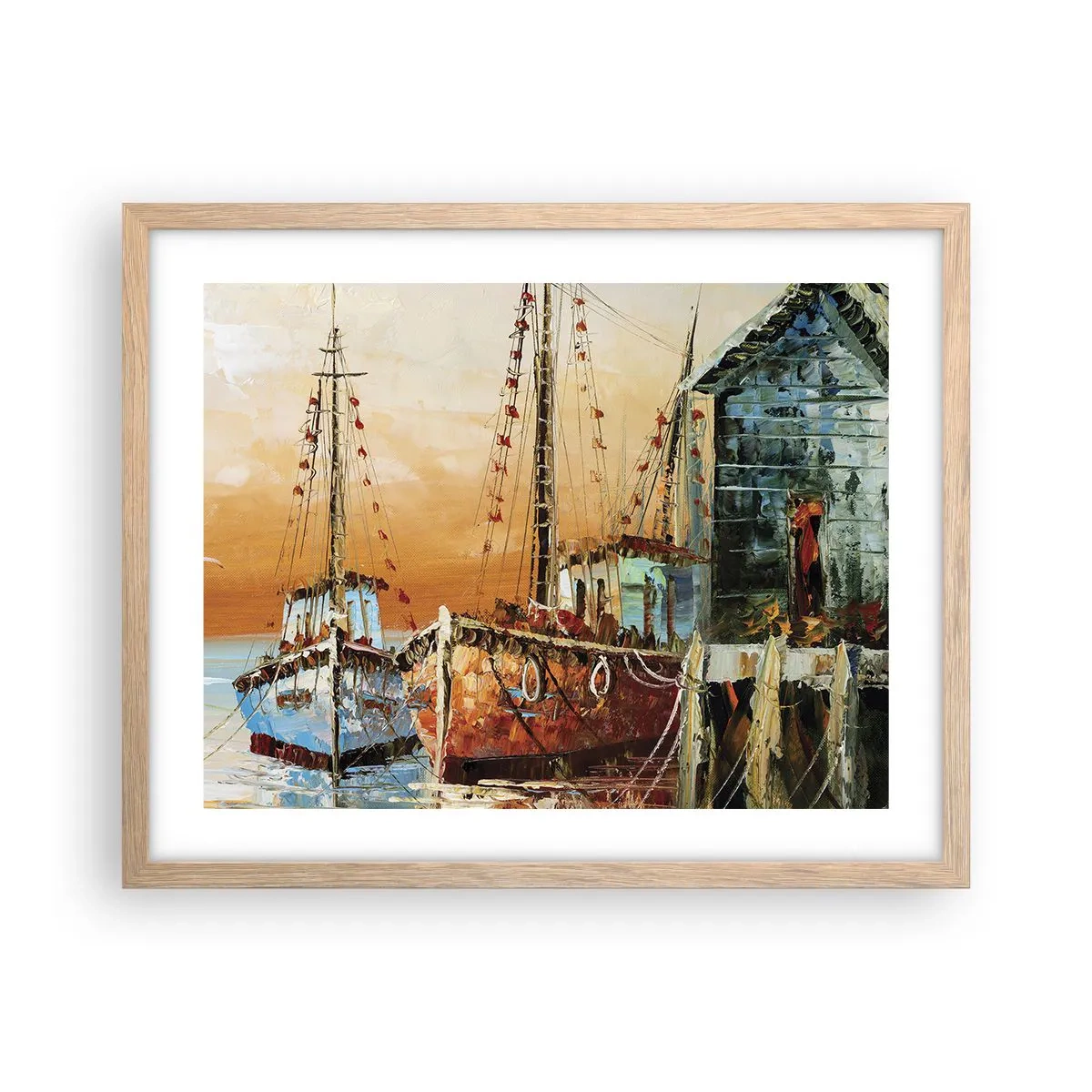 Plagát v ráme zo svetlého duba - Pokojný návrat - 50x40 cm