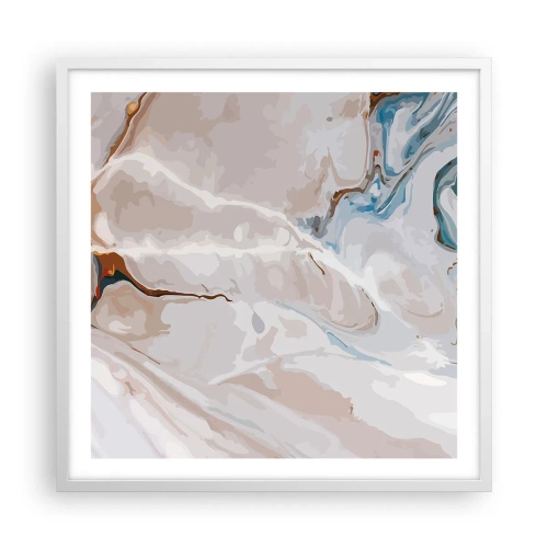 Plagát v bielom ráme - Modré meandre pod bielou - 60x60 cm