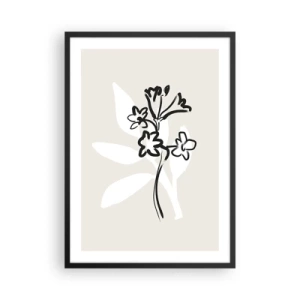 Plagát v čiernom ráme - Minimalistická kresba kvetu - 50x70cm - Náčrtok pre herbár - Moderná nástenná dekorácia do obývacej izby a spálne ARTTOR