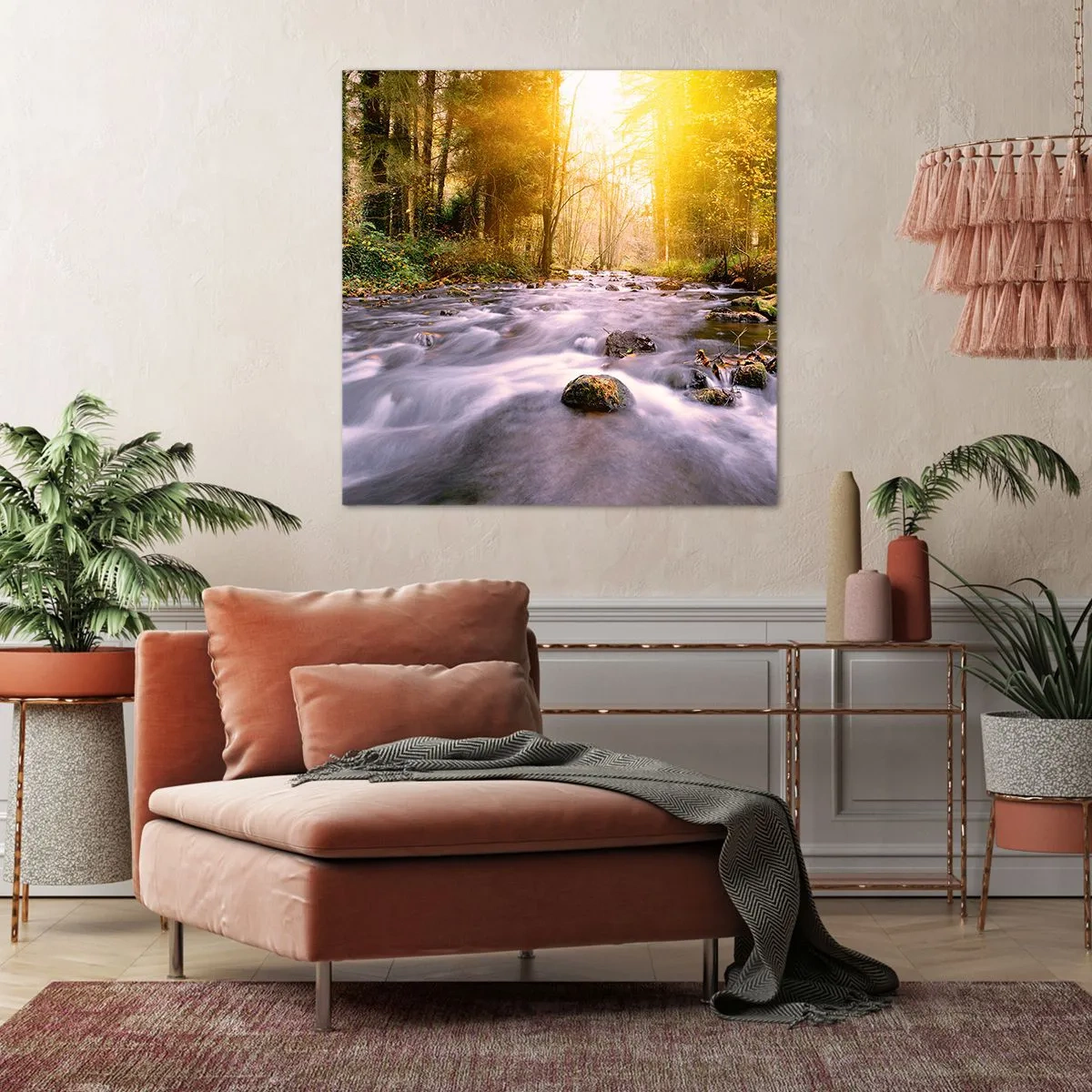 Obraz na plátne - Malachit v strieborno-zlatej podobe - 60x60 cm