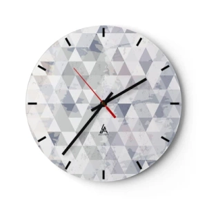 Nástenné hodiny - Geometrický vzor so sivými trojuholníkmi v modernom štýle - 30x30cm - V rytme na tri - Moderná nástenná dekorácia do obývacej izby, kuchyne a spálne ARTTOR