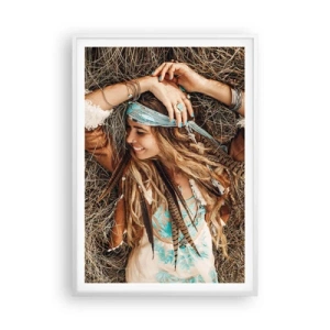 Plagát v bielom ráme - Na ceste do leta lásky - 70x100 cm