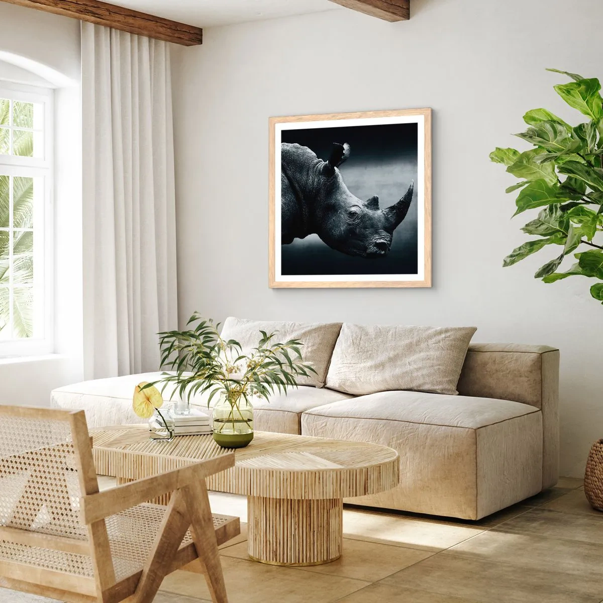 Plagát v ráme zo svetlého duba - Pravý profil - 60x60 cm