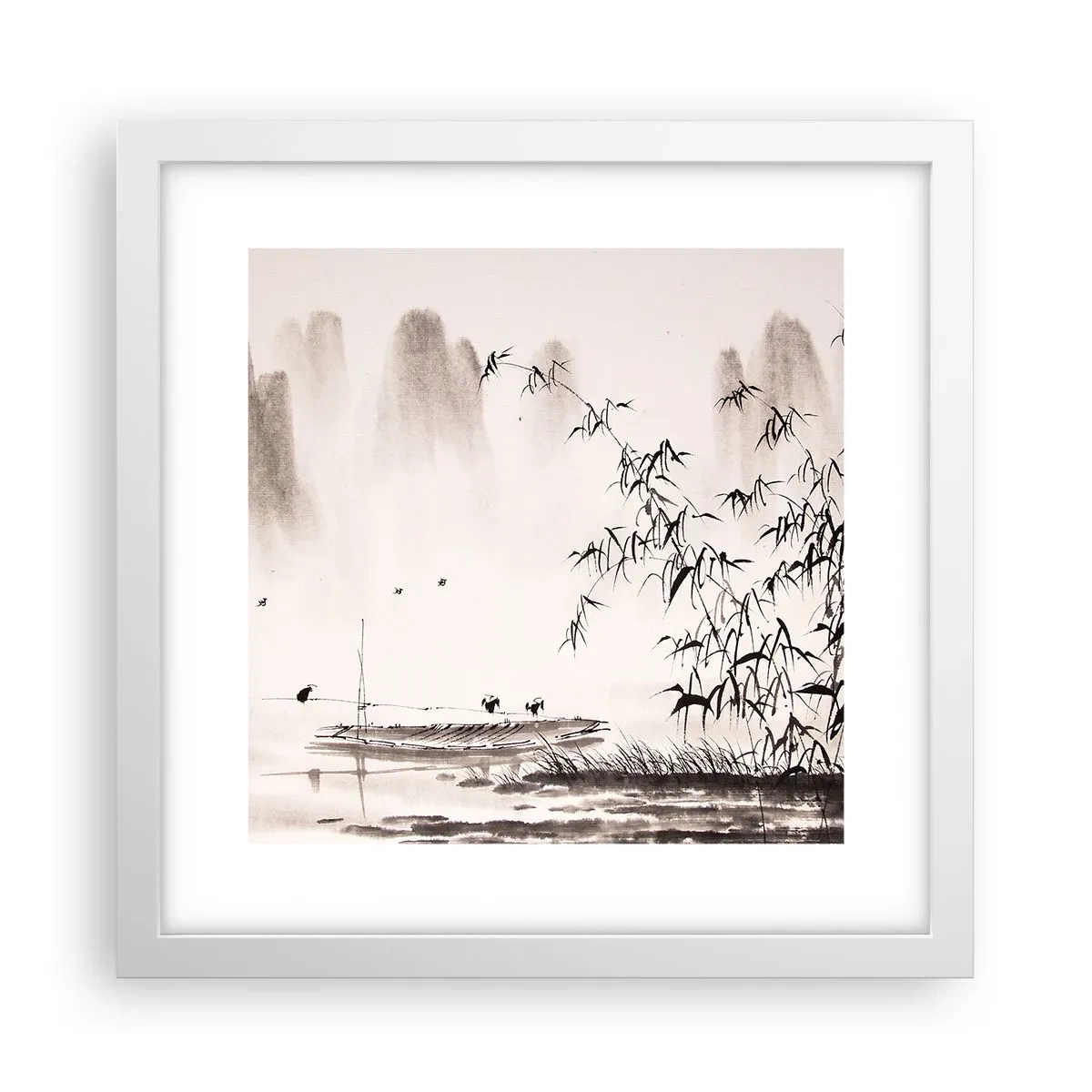 Plagát v bielom ráme - Pokoj ryžových polí - 30x30 cm