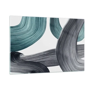 Obraz na skle - Smaragdové a čierne vlny - 120x80 cm