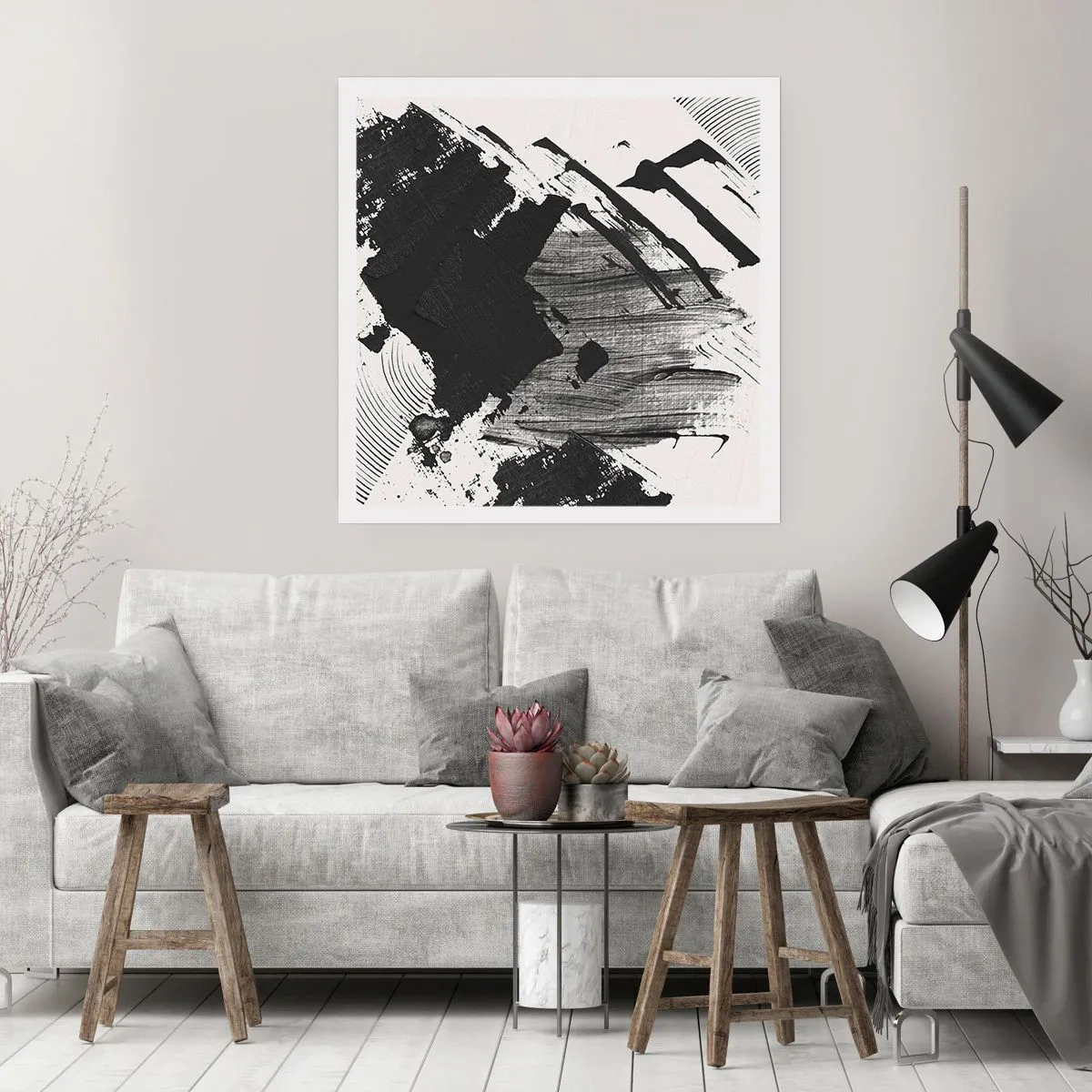 Plagát - Abstrakcia – expresia čiernej - 60x60 cm
