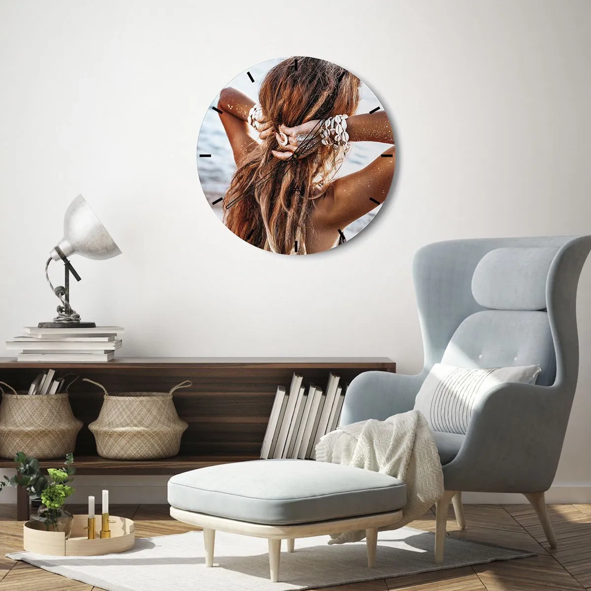 Nástenné hodiny - Sestra vody a slnka - 40x40 cm