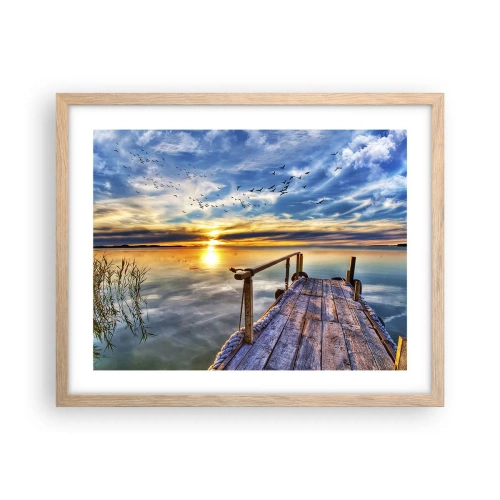 Plagát v ráme zo svetlého duba - Vietor ide odpočívať - 50x40 cm