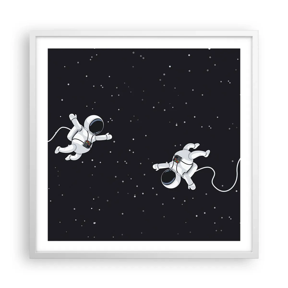 Plagát v bielom ráme - Kozmický tanec - 60x60 cm