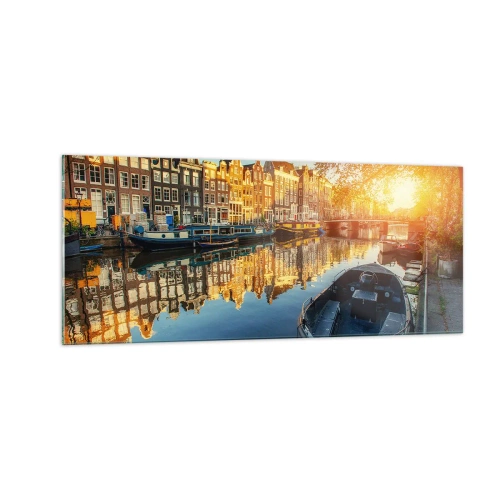 Obraz na skle - Ráno v Amsterdame - 100x40 cm