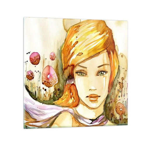 Obraz na skle - Smaragdový pohľad, ktorý utišuje hnev - 30x30 cm