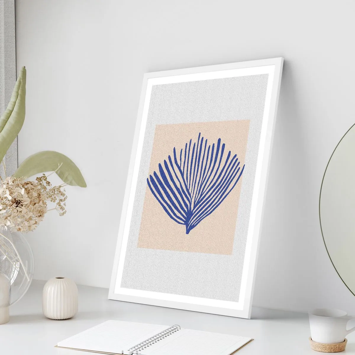 Plagát v bielom ráme - Modrý vejár - 30x40 cm