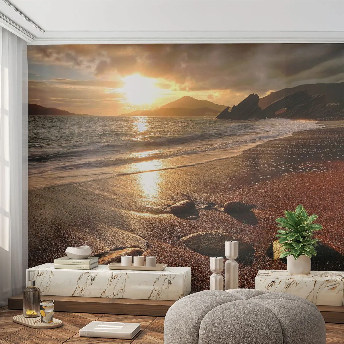 Fototapeta Premium Sand - Choď za slnkom k výšinám - Krajina, More, Západ slnka - 100x70 cm