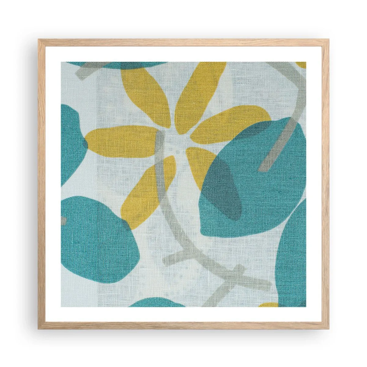 Plagát v ráme zo svetlého duba - Medzi azúrovými listami - 60x60 cm