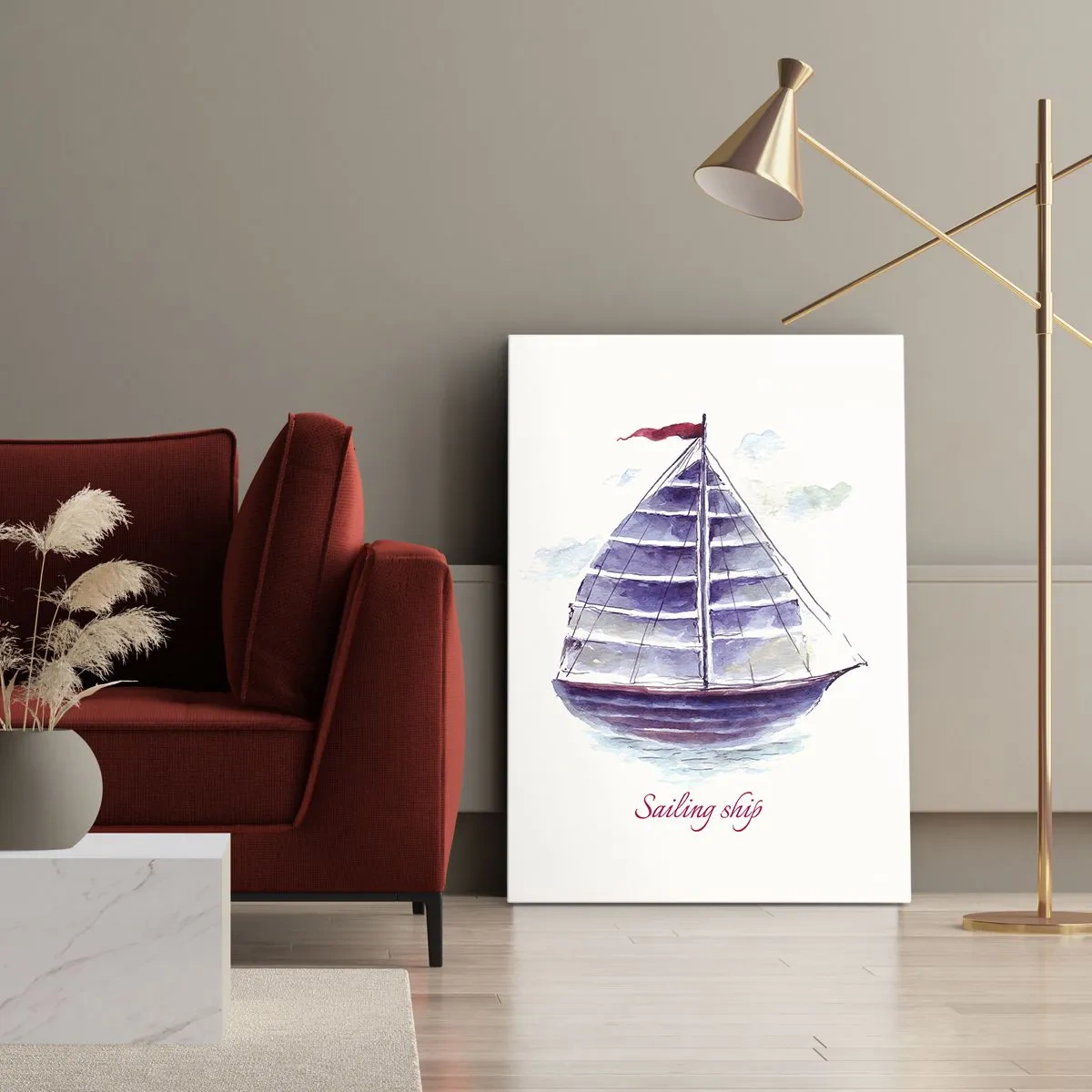 Obraz na plátne - Napnuté plachty a pokojná voda - 45x80 cm