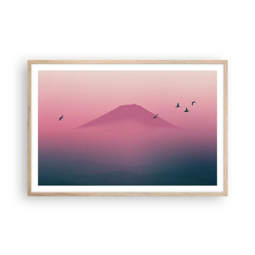 Plagát v ráme zo svetlého duba - Pútnici nad oblakmi - 91x61 cm