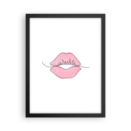 Plagát v čiernom ráme - Si pripravený na bozk? - 30x40 cm