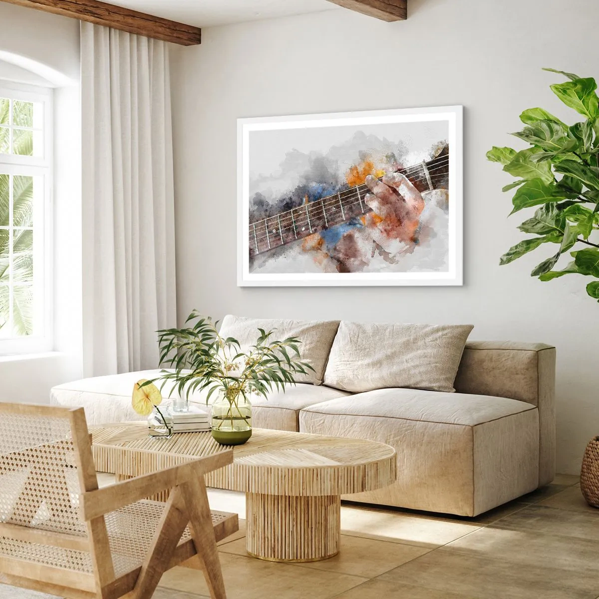 Plagát v bielom ráme - Poézia medzi strunami - 70x50 cm