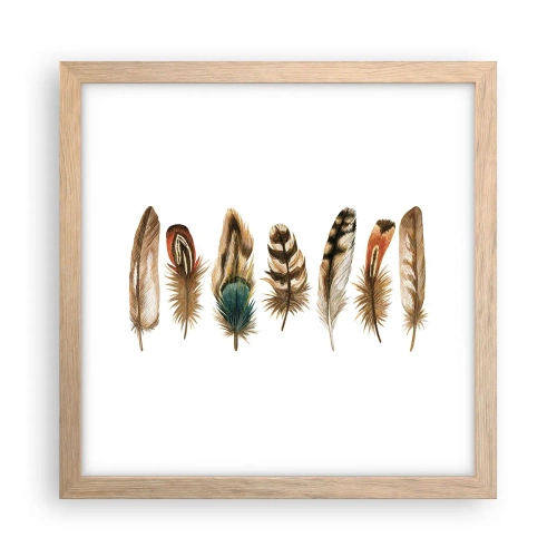 Plagát v ráme zo svetlého duba - Operená variácia - 30x30 cm