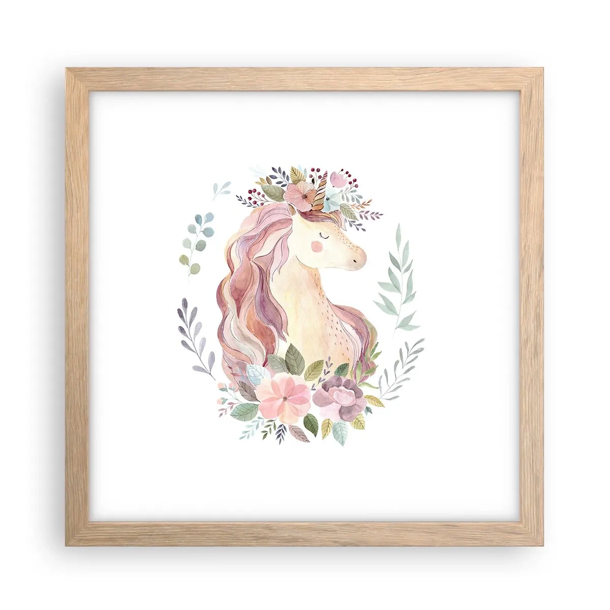 Plagát v ráme zo svetlého duba - Pozvánka do ríše rozprávok - 30x30 cm