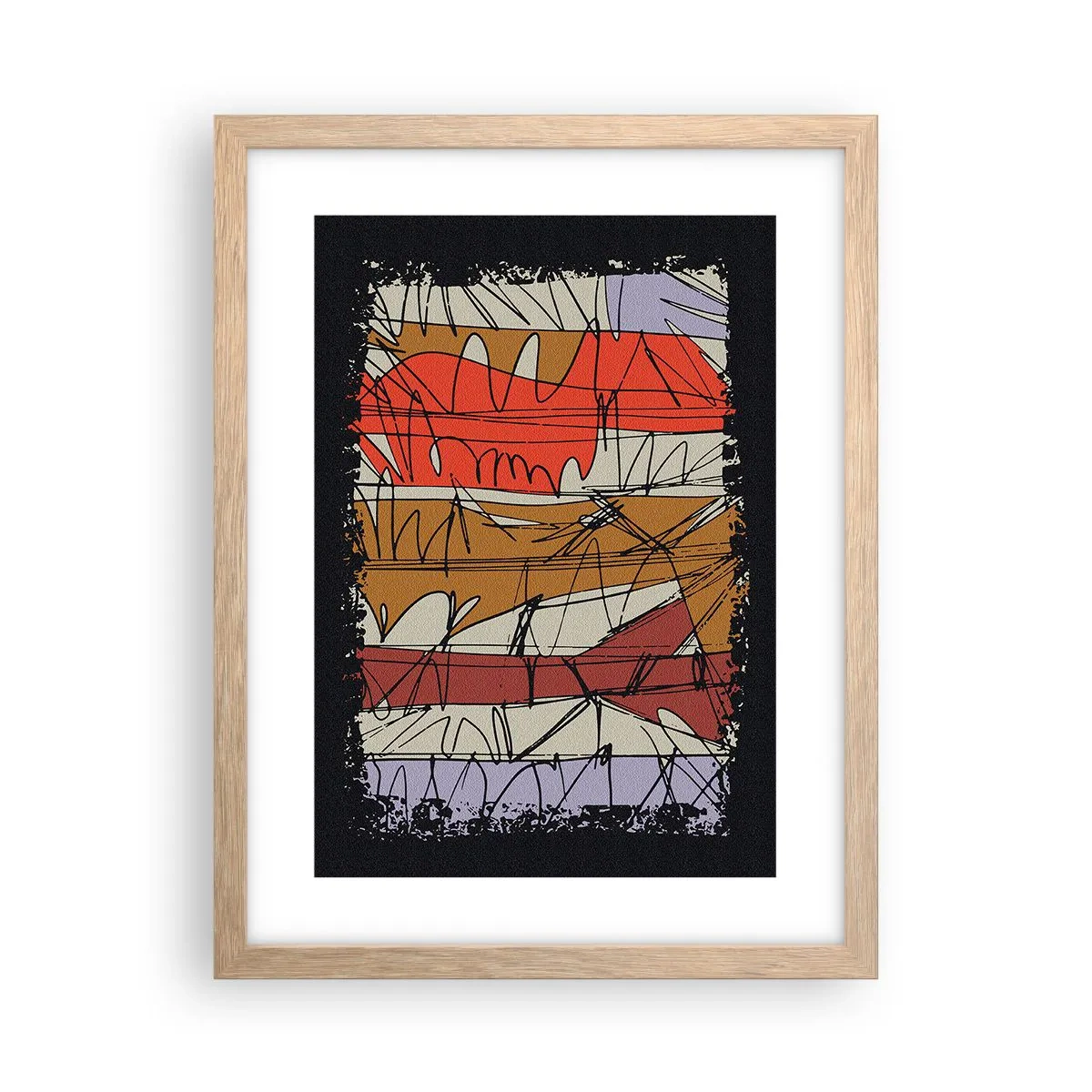 Plagát v ráme zo svetlého duba - Spontánna kompozícia - 30x40 cm