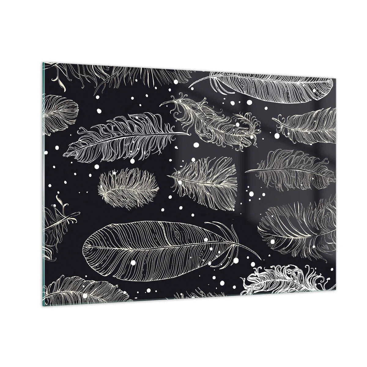 Obraz na skle - Čipka s perím - 100x70 cm