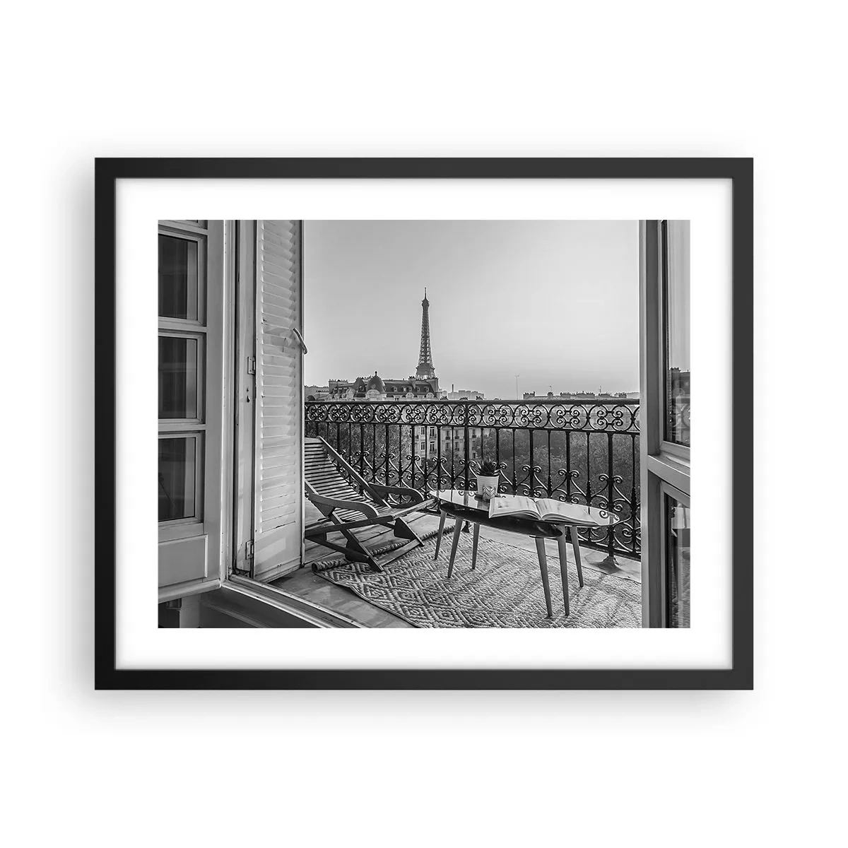 Plagát v čiernom ráme - Parížske popoludnie - 50x40 cm