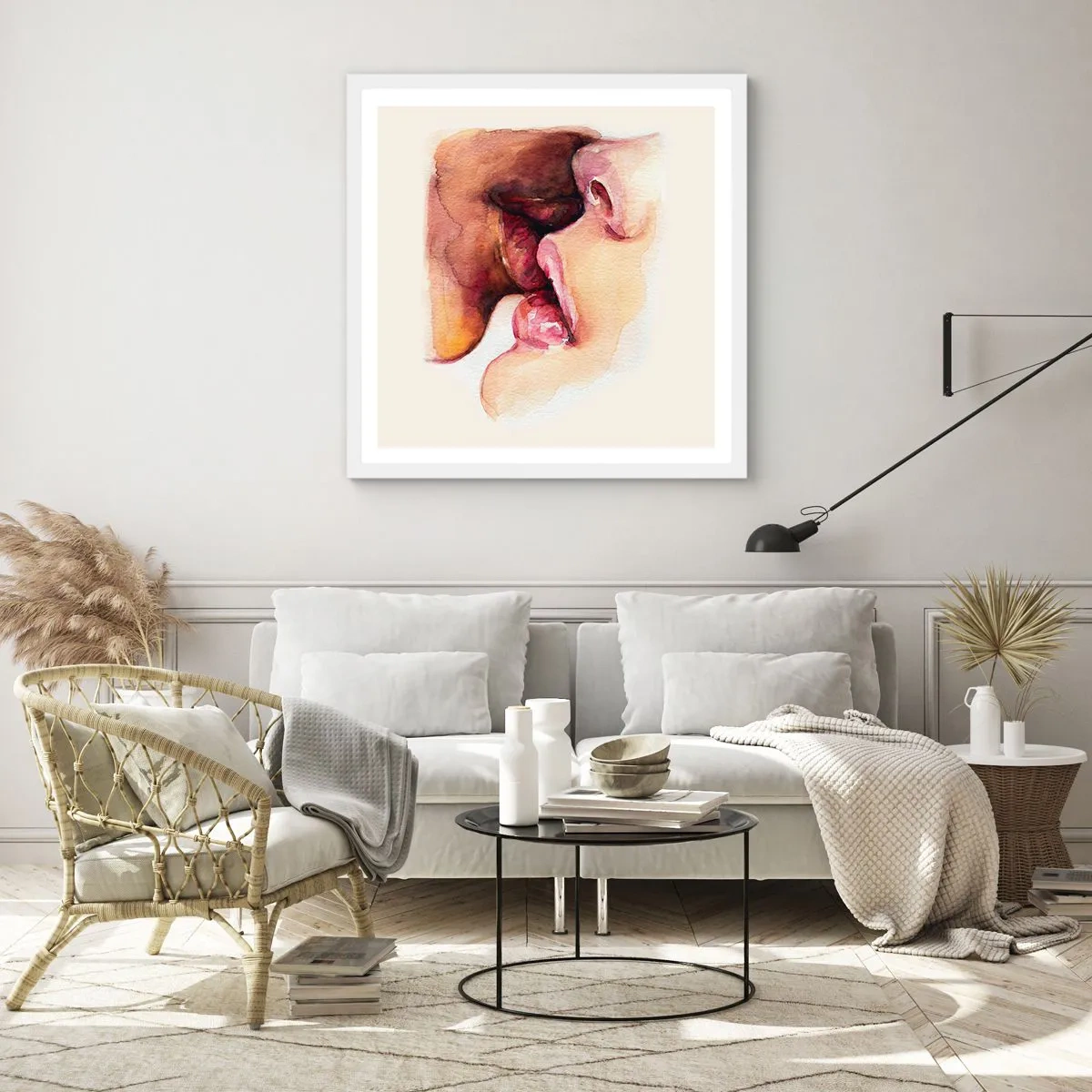 Plagát v bielom ráme - Ako noc a deň, zem a nebo - 60x60 cm