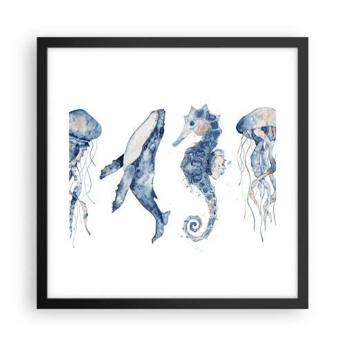 Plagát v čiernom ráme - Morská divočina - 40x40 cm