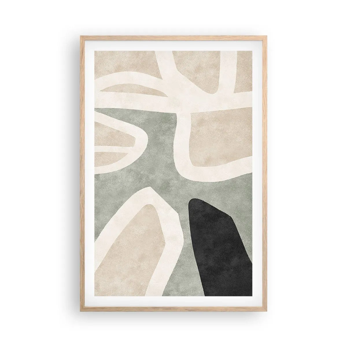 Plagát v ráme zo svetlého duba - Kompozícia s čiernym motívom - 61x91 cm