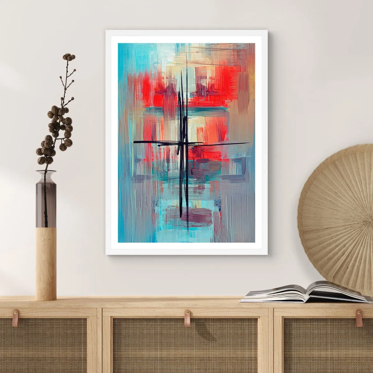 Plagát v bielom ráme - Krajina v neznámej dimenzii - 40x50 cm