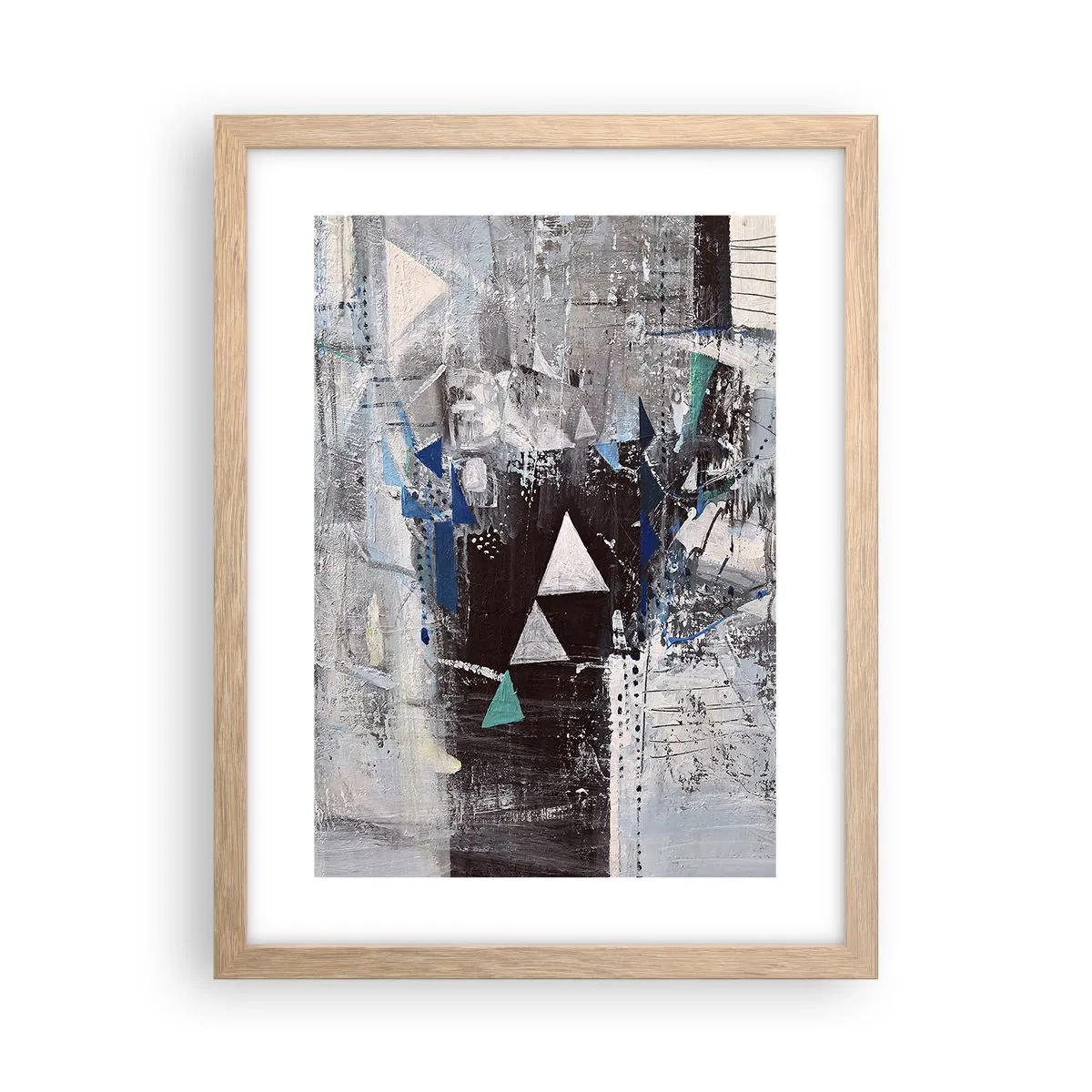 Plagát v ráme zo svetlého duba - Prednostné poradie trojuholníkov - 30x40 cm