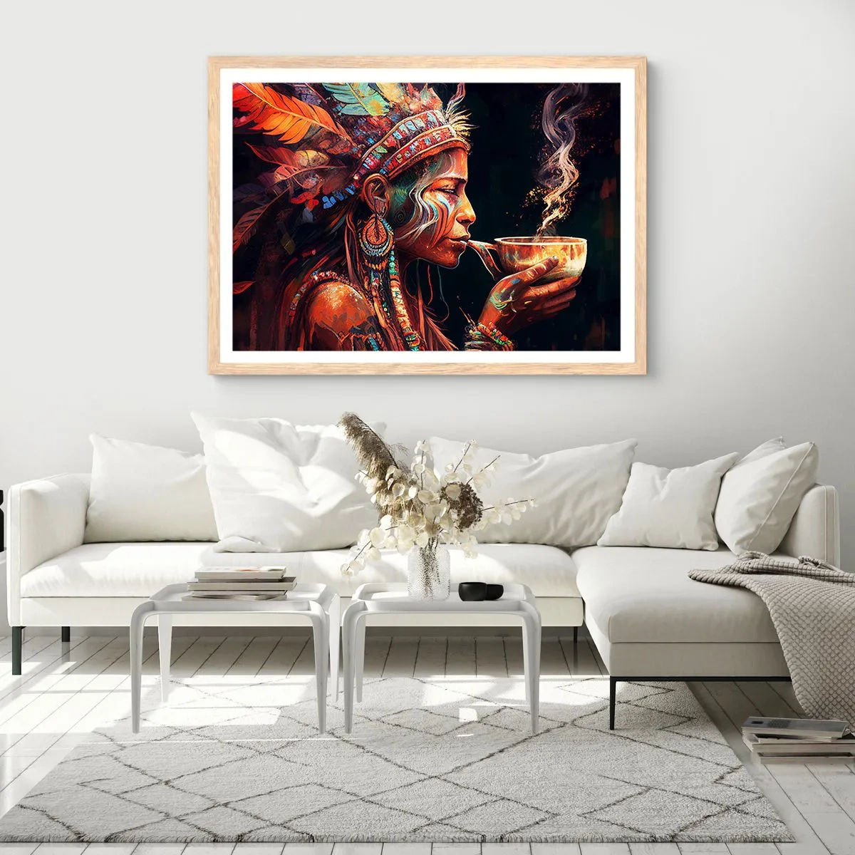 Plagát v ráme zo svetlého duba - Magický rituál - 100x70 cm