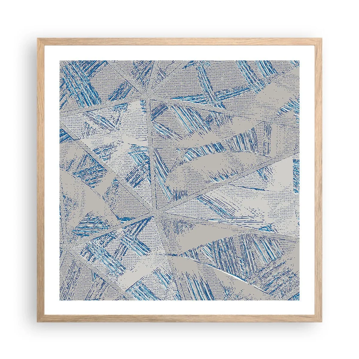 Plagát v ráme zo svetlého duba - V šedo-modrom labyrinte - 60x60 cm