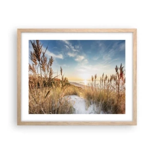 Plagát v ráme zo svetlého duba - Severná pláž - 50x40 cm