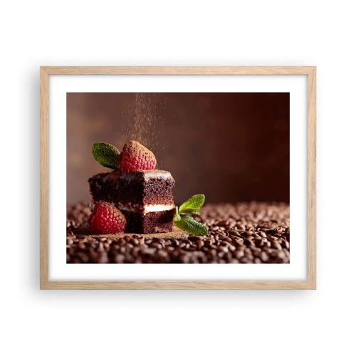 Plagát v ráme zo svetlého duba - Život je sladký - 50x40 cm