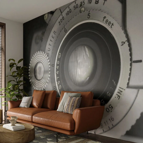 Fototapeta Standard Eco - Príbeh o Hollywoode - fotoaparát, Čierna a biela, Vintage - 400x280 cm