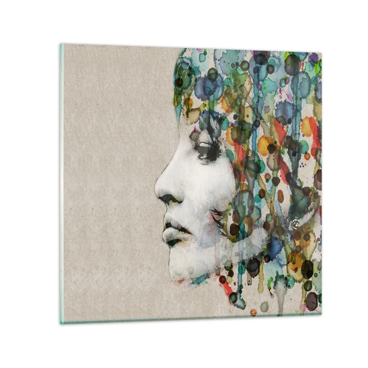 Obraz na skle - Vynorila sa zo šedej - 50x50 cm