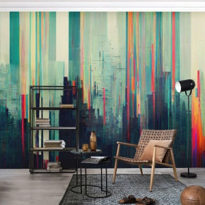 Fototapeta Standard Eco - Farebná vízia mesta v abstraktnej forme - 100x70cm - Futuristické mesto - Moderná nástenná dekorácia do obývacej izby a spálne ARTTOR